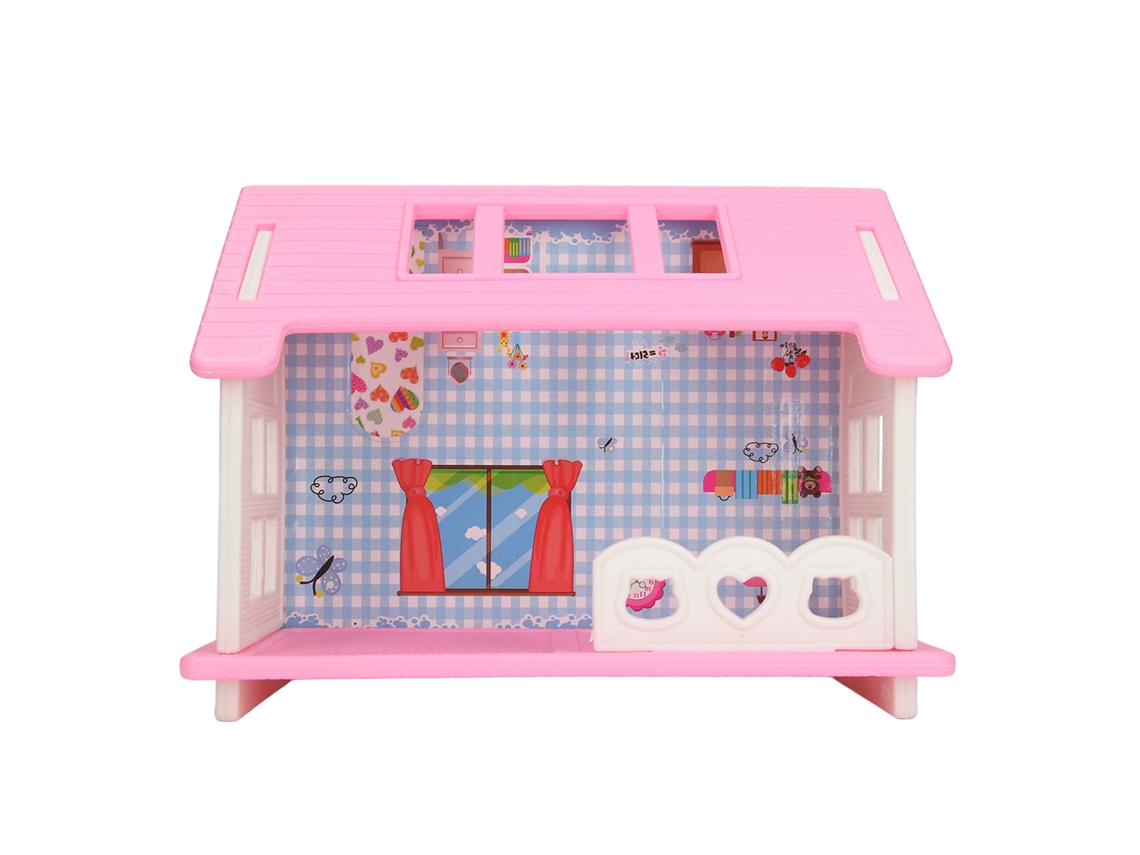 Mali conjunto de Casa de Boneca em Escala 1:12 Diy com Telhado e Acessórios para Crianças