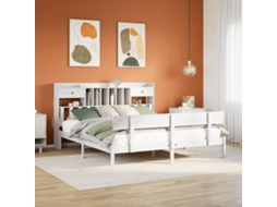 Vidaxl Cama Com Estante Sem Colchão 180x200 Cm Pinho Maciço Branco