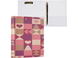 Conjunto de 1 1/2 Pastas 3 Argolas com Capa Bolso, Dura, Estampas Geométricas Natalinas. 27 X 31,5 6 (3,8 Cm)