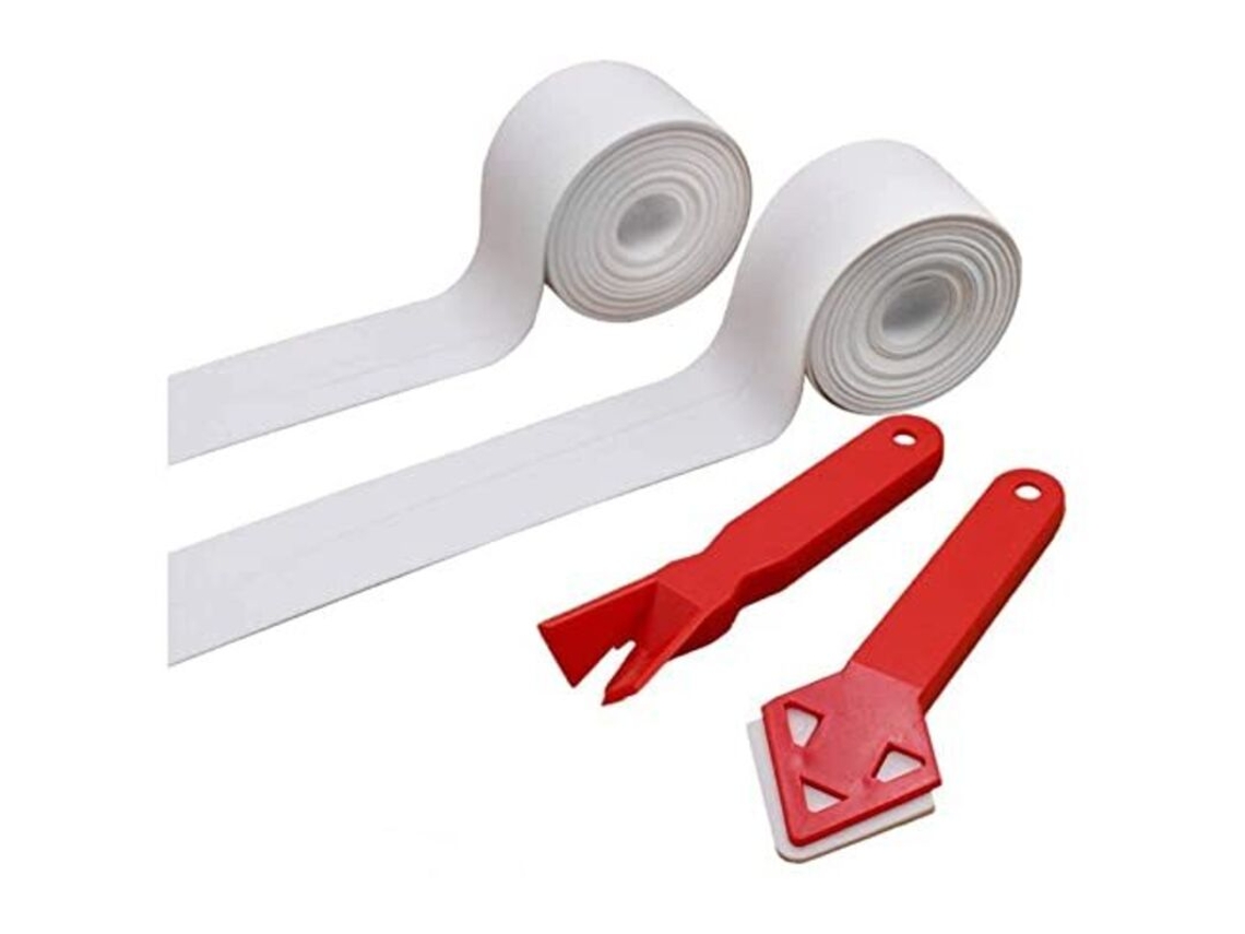 Fita De Vedação, 2 Rolos Para Chuveiro + 2 Ferramentas Para Juntas De Banheiro, De Silicone Autoadesiva Para Cantos De Banheira