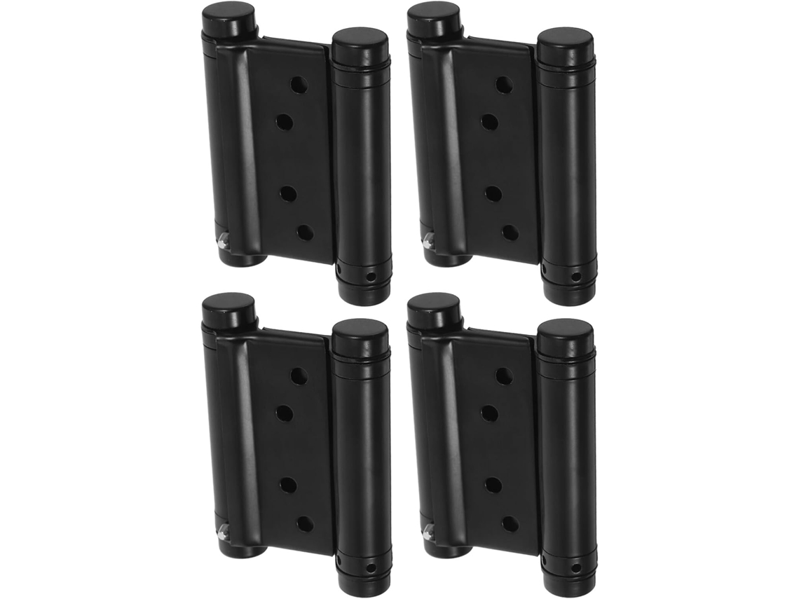 Conjunto de 4 Dobradiças de Mola de Ação Dupla em Aço Inoxidável Preto, 3 Polegadas, com Fechamento Automático. SFUSHOS