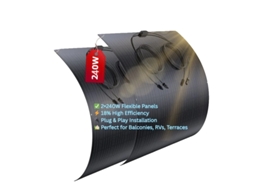 Kit De Painel Solar Flexível, Alta Eficiência, Resistente Às Intempéries, 240w * 2