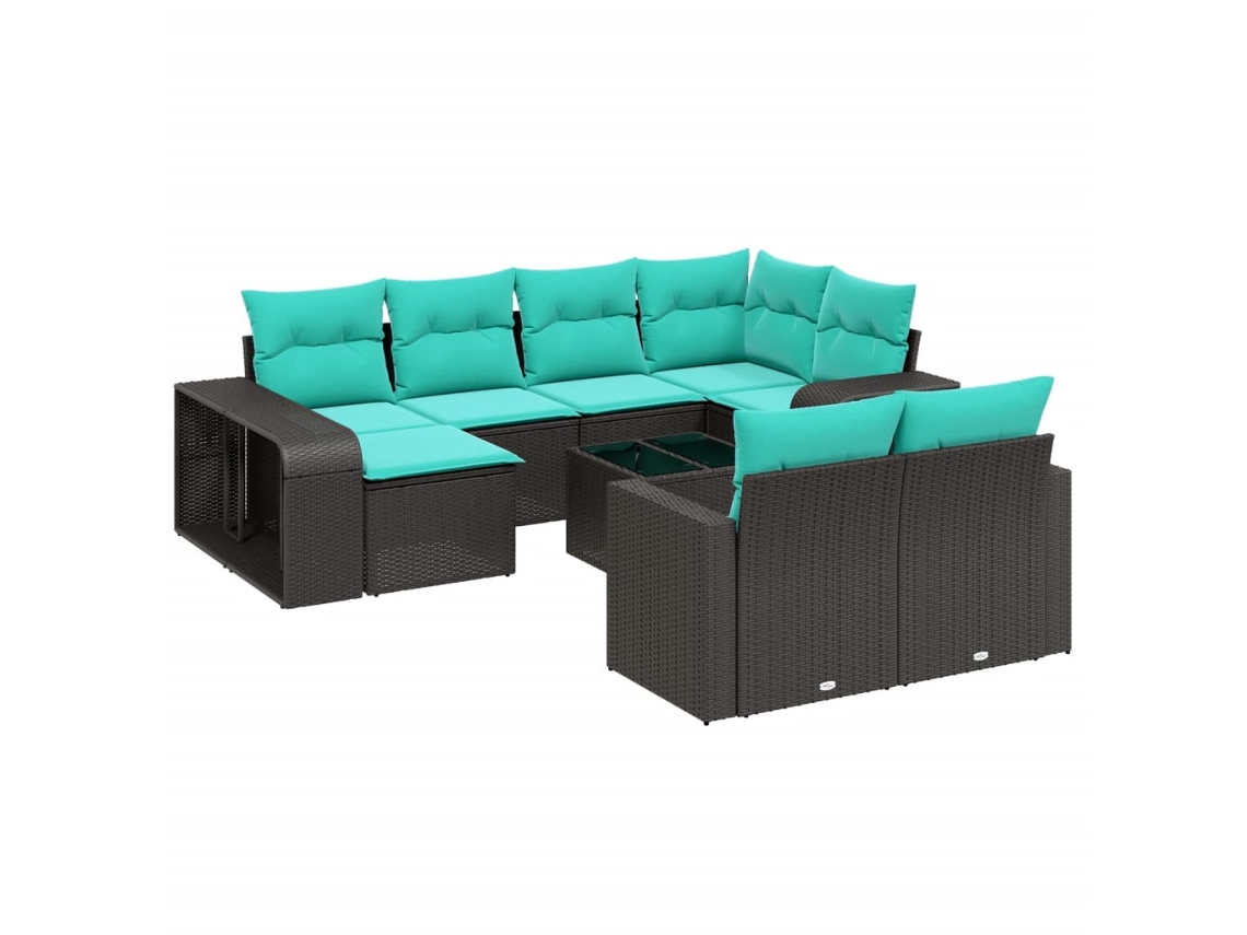 Conjunto de Sofá de Jardim, 11 Peças, Almofadas, Rattan Preto MAISON EXCLUSIVE