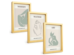 Um Conjunto De Imagens Decorativas Em Uma Moldurafiguras Abstratas Em Tons Pastel Moldura Dourada Pinturas De Quarto Espelharte (3 Peças 20x30 Cm)