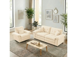 Conjunto De Sofás Em Chenille Com Sofá Individual E Loveseat Para Sala Ou Escritório