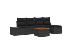 Maison Exclusive - Conjunto De Sofá De Jardim 6 Pcs Preto Rattan Sintético