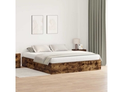Vidaxl Estrado De Cama Com Arrumação Carvalho Defumado 200 X 200 Cm