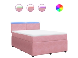 Cama com Molas/colchão 140x190 Cm Veludo Rosa MAISON EXCLUSIVE