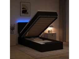 Vidaxl Cama Ottoman Com Colchão E Led Preto 90 X 190 Cm Tecido