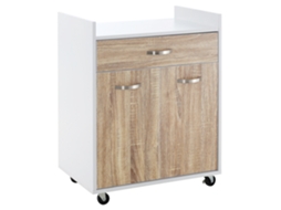 Carrinho de Cozinha com 4 Rodas, Porta-alimentos, Madeira 60x40x77cm Carvalho | S/MARCA