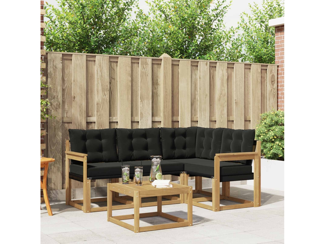 Vidaxl Conjunto De Sofás Para Exterior 5 Pcs Branco E Preto