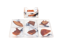 Conjunto de 6 Guardacopos com Suporte de Madeira | S/MARCA