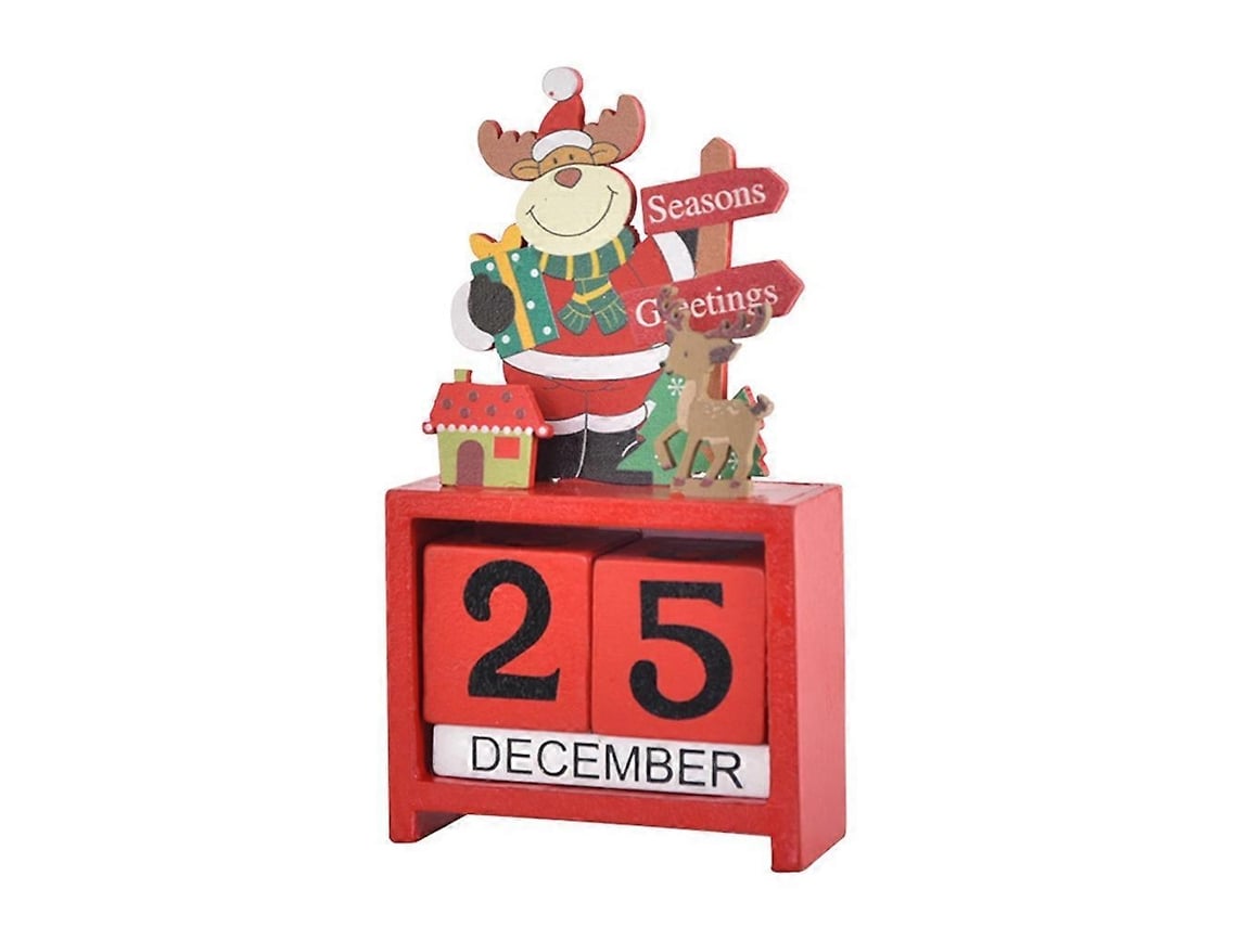 Calendário De Mesa De Natal Em Madeira Com Blocos De Números