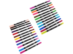Doitool Conjunto De 24 Canetas Aquareláveis Com Ponta Dupla Para