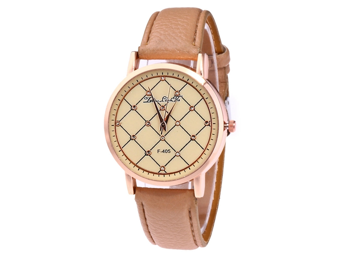 Reloj Casual Unisex Com Pulseira De Couro Pu E Mostrador De Padrão Personalidade (café Claro)
