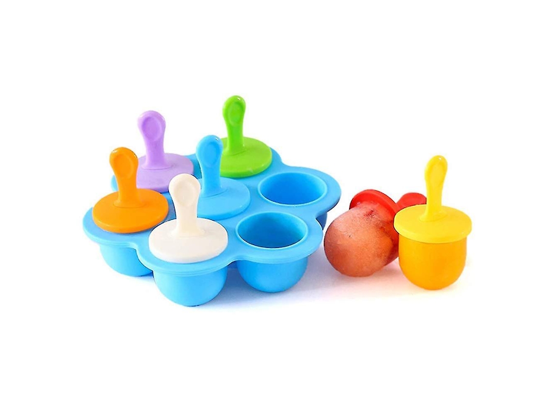 Molde de Sorvetes de Silicone Diy para Crianças 7 Compartimentos Bandeja de Congelador Alimentos Bebê Material Seguro