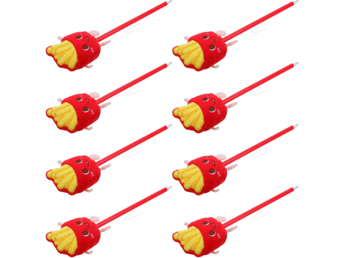 Conjunto De 8 Canetas Em Formato De Batata Frita - Caneta Divertida E Natalina - Vermelha