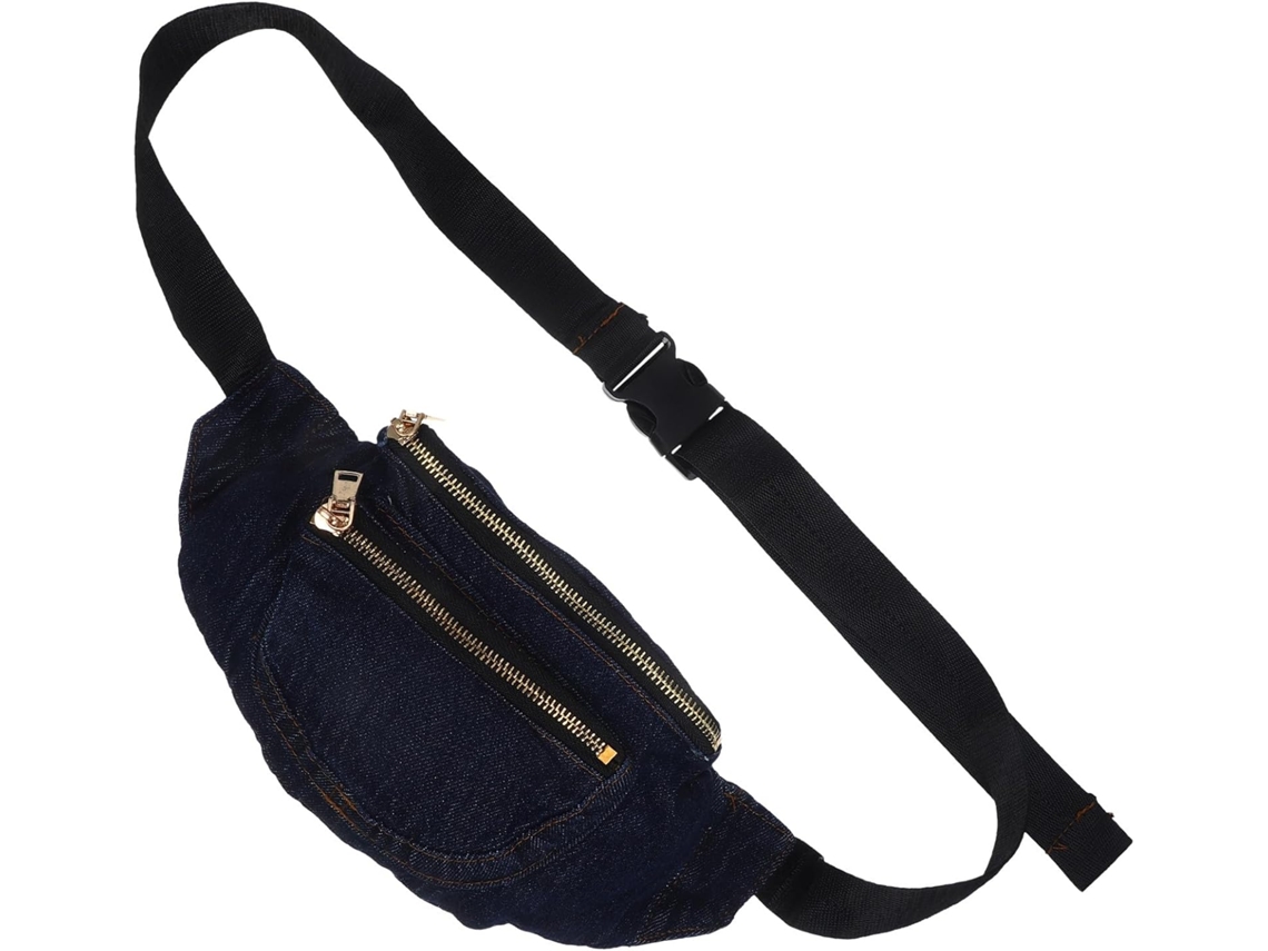 Bolsa De Ombro Ciieeo Em Jeans Lavável, Estilo Pochete Retrô Para Mulheres, Azul Escuro Lavado, Com Dois Bolsos.