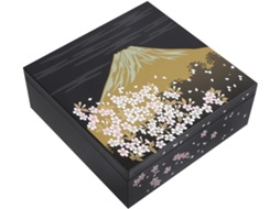 Marmita Japonesa Garneck Bento Com Design Realista Do Monte Fuji E Detalhes Em Folha De Ouro, Feita De Plástico
