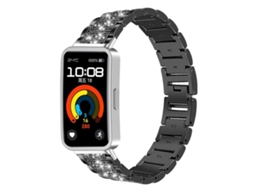 Bracelete para Huawei Band 10 / 9 / 8 Aço Inoxidável com Joias de Diamante Preta XIAOMOYU (14mm)