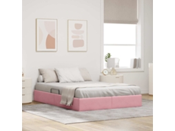 Vidaxl Estrutura De Cama Ottoman Rosa 140 X 190 Cm Veludo