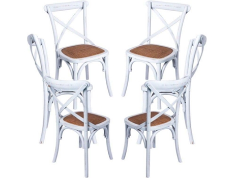 Pack 6 Cadeiras  Altea (Branco - 43 x 87 x 45 cm - Madeira - Junco)