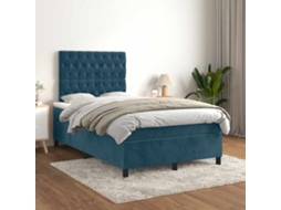 Vidaxl Cama Boxspring Com Colchão 120x190 Cm Veludo Azul-escuro