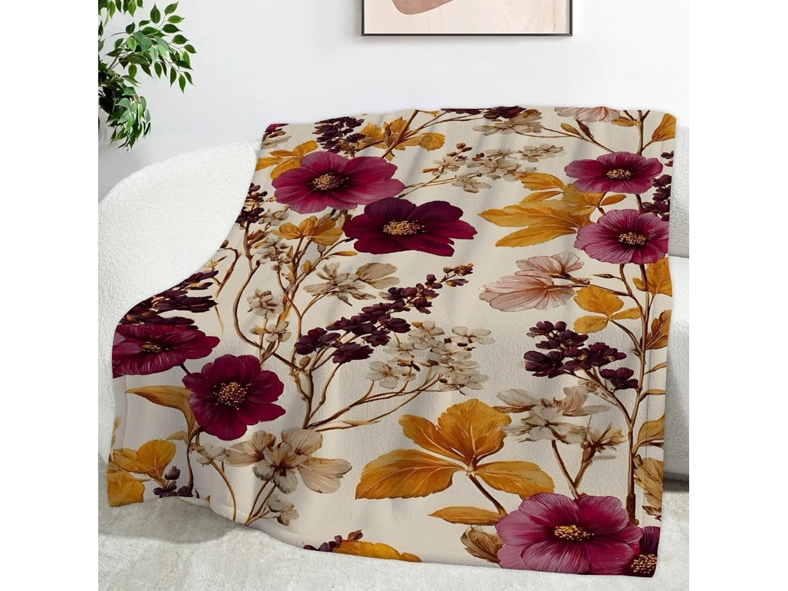 Manta Floral para Plantas 220x240 Cm Multifuncional Macia de Flanela Aconchegante Cama Escritório Cochilo Fest
