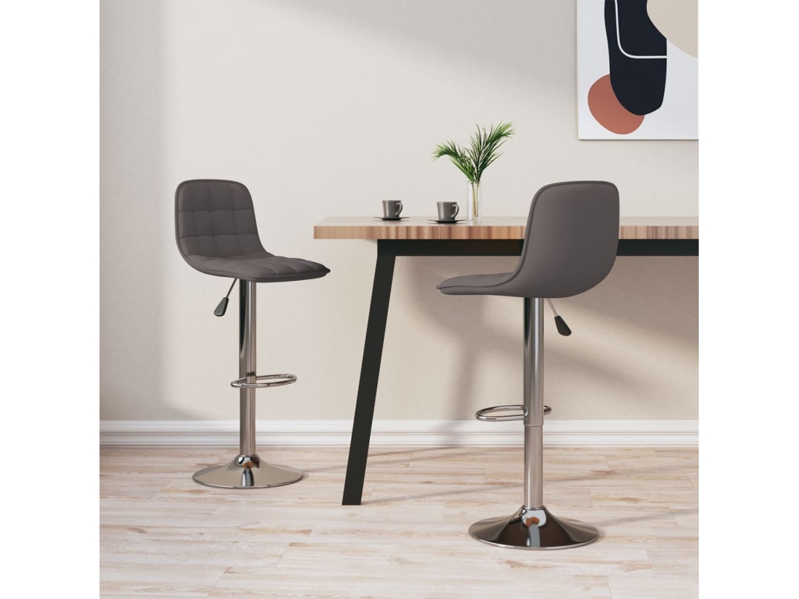 Vidaxl Bancos De Bar 2 Pcs Tecido Cinzento-acastanhado