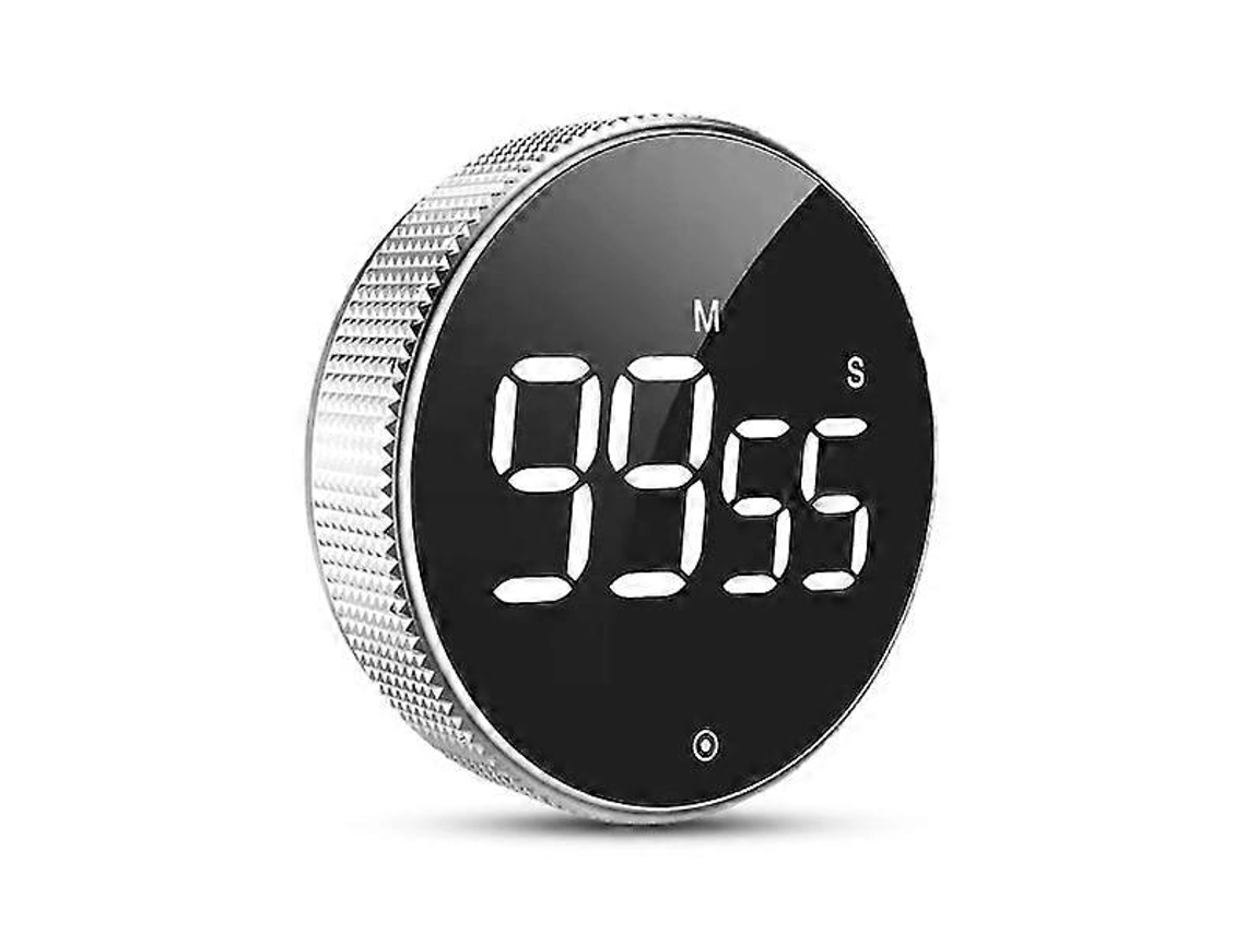Cronômetro Digital Giratório Redondo Com Led, 99 Minutos E 59