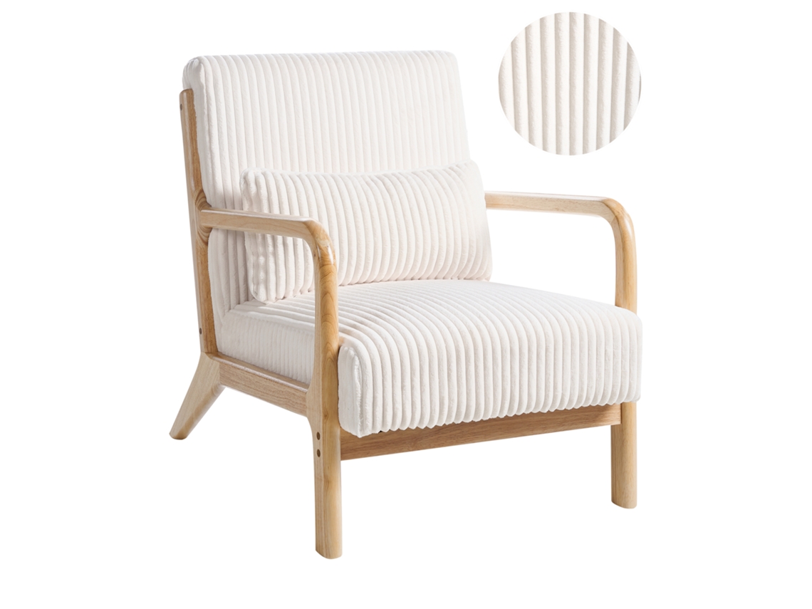 Sillón Beliani Sorsele De Pana Blanco 64x82x77