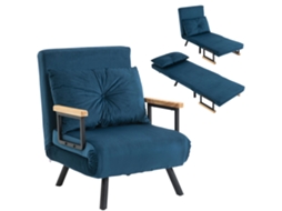 Poltrona/cama VISTA, 3 em 1, com encosto ajustável, tecido aveludado, azul