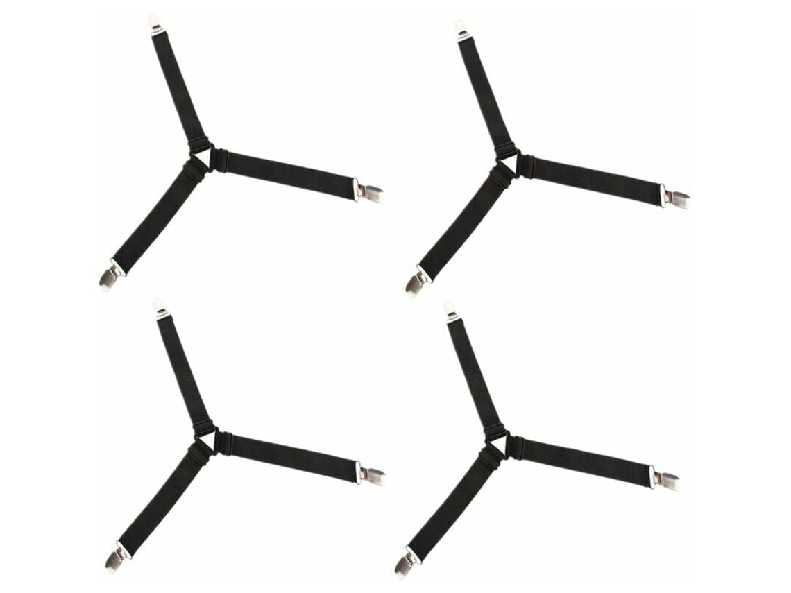 Lurelia Tensores Para Lençol 4 Peças Nylon Metal Ajustável Elástico Colcha Colchão Cobertor Preto
