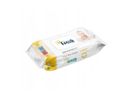 Lenços umedecidos hipoalergênicos Gentle Touch com clipe para bebês, 72 unidades, seguros para a pele, embalagem amarela brilhante, Fresh Baby