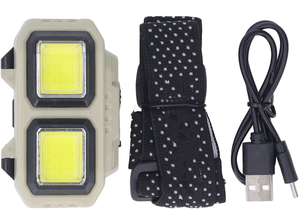 Lanterna De Cabeça Led Cob Super Brilhante, Recarregável Via Usb,