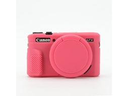 Capa CHRUI para Canon Powershot G7 X Mark Ii Silicone com Tampa da Lente Vermelho Rosa