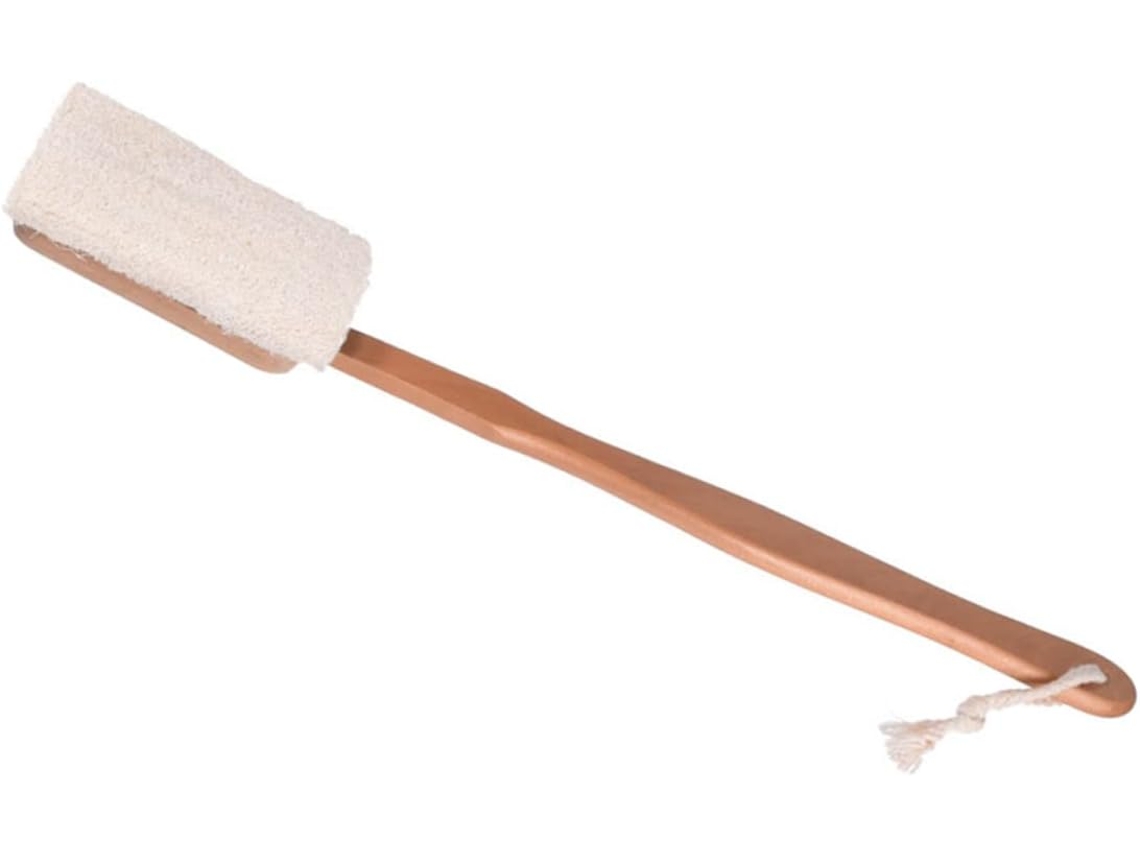 Escova De Banho Bucha Vegetal Com Cabo Longo Removível, Esfoliante Para Homens E Mulheres, Feita De Madeira E Poliéster