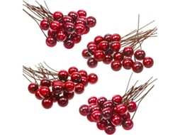 Mini azevinho artificial Nova Line, 100 peças, 65mm, com fio, decoração de Natal, vinho tinto | S/MARCA