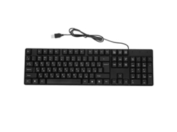 Teclado USB com fio para escritório, caracteres russos, 104 teclas, material ABS, plug and play