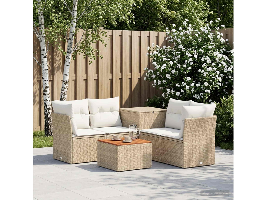 Vidaxl Conjunto De Sofás 6 Unid. Bege E Branco Creme
