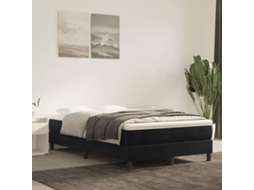 Cama boxspring com colchão 120x200 cm veludo preto