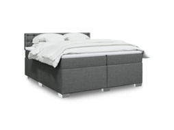 Vidaxl Cama Com Molas/colchão 200x200 Cm Tecido Cinzento-escuro