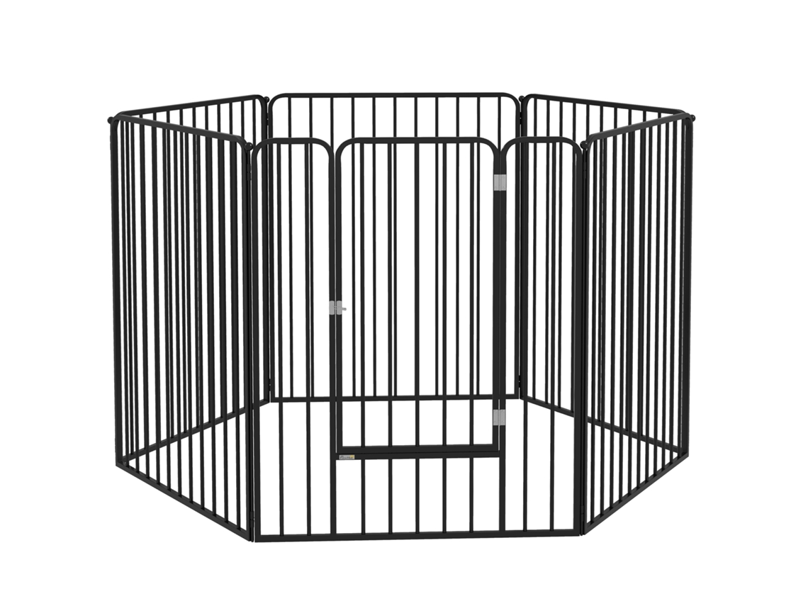 Cerca Para Cm. Cães Grandes Com 6 Painéis Modulares De Aço. 164x83x100 Preto