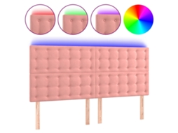 Cabeceira de Cama com Luzes Led Veludo Rosa MAISON EXCLUSIVE (200x5x118 cm)