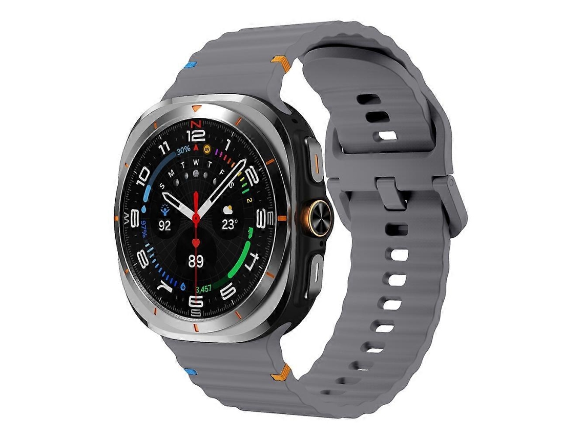 Pulseira De Silicone Com Textura Ondulada E Costurada Para Samsung Galaxy Watch Ultra 47mm
