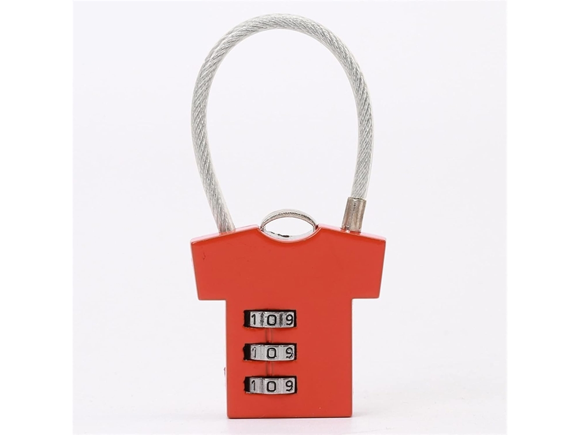 Cadeado Kmono De 3 Dígitos Em Liga Alumínio Com Senha E Fio Aço Para Mala, Bagagem, Armário, Guarda Roupa, Cadeado