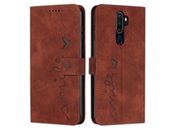 Capa De Celular Em Couro Sintético Com Estampa De Coração E Toque Suave Para Oppo A9 2020