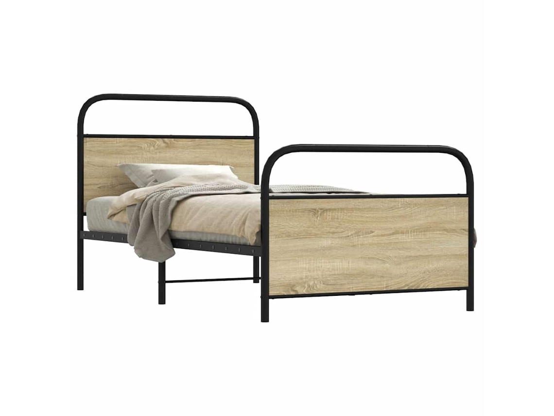 Vidaxl Estrutura Cama S/ Colchão Derivados de Madeira Carvalho Sonoma