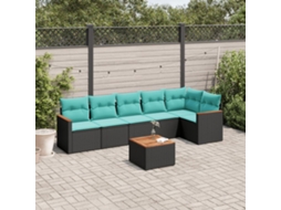 Conjunto de Jantar para Jardim com 7 Peças em Madeira de Acácia Maciça 150x200 cm VIDAXL