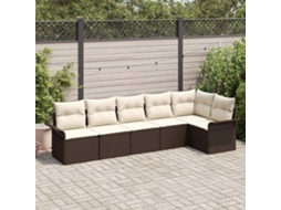 Vidaxl Conjunto De Sofá De Jardim 6 Unid. Castanho Vime Pe